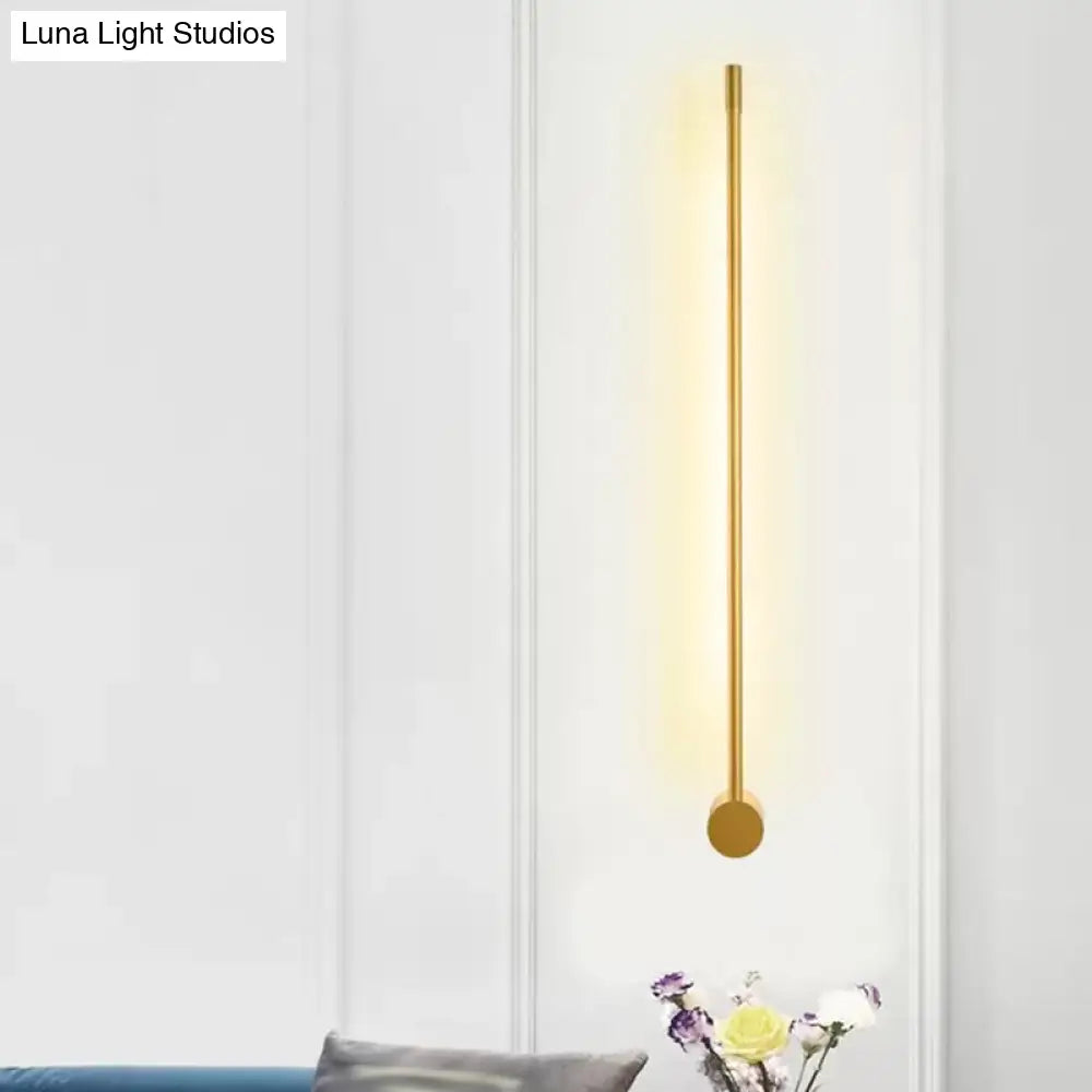 Contemporary Led Wall Sconce In Black/Gold - Metal Strip Living Room Lamp