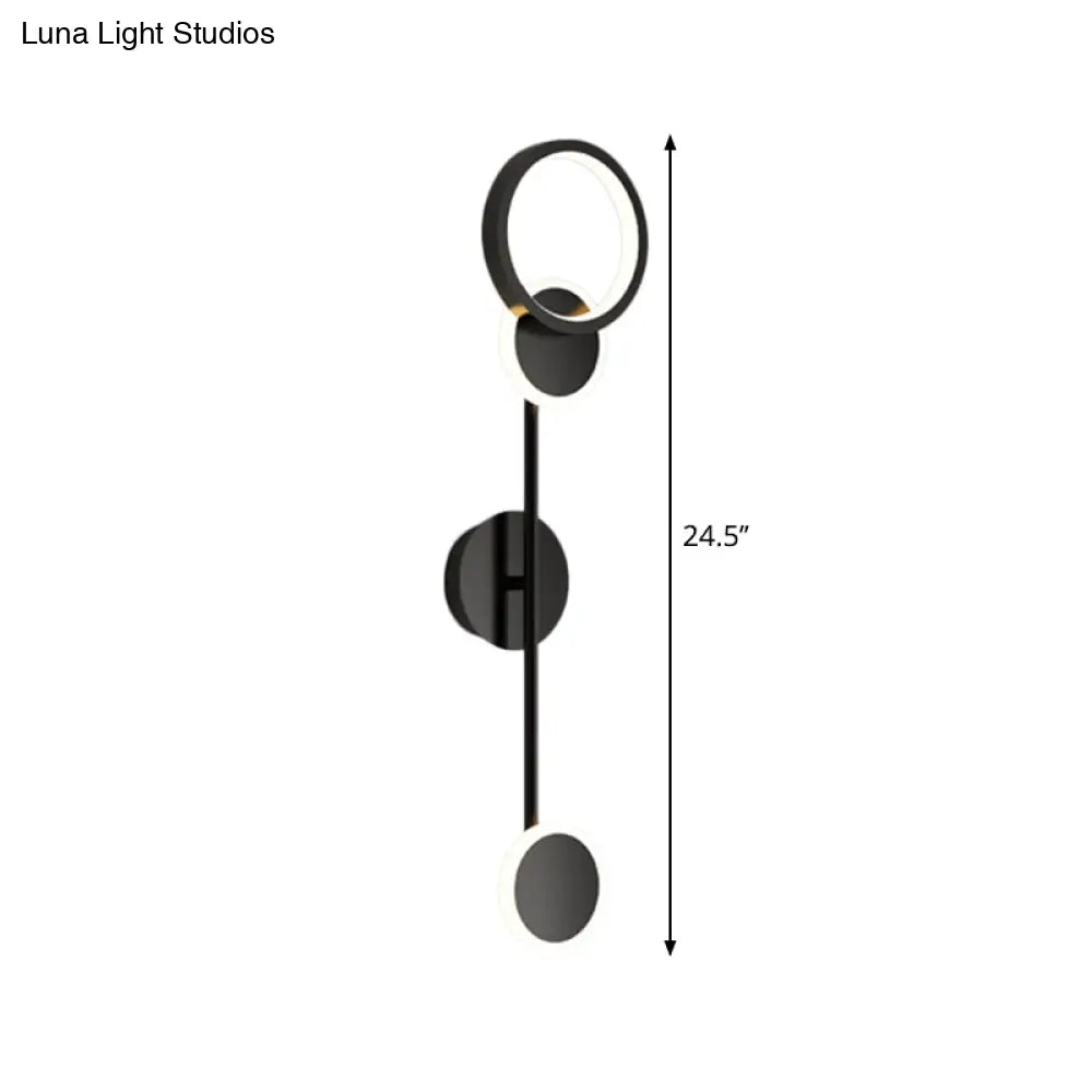Contemporary Led Wall Sconce In Metallic Round Design - Black 2/3/4 Lights