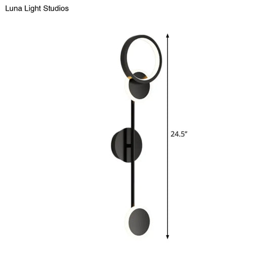 Contemporary Led Wall Sconce In Metallic Round Design - Black 2/3/4 Lights
