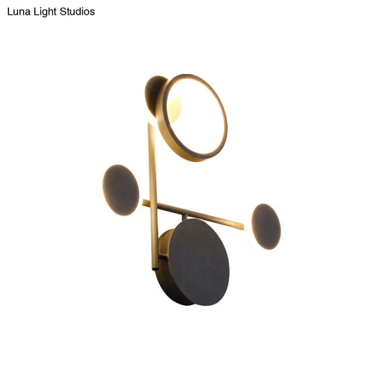 Contemporary Led Wall Sconce In Metallic Round Design - Black 2/3/4 Lights