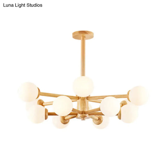 Contemporary Wooden Led Chandelier - Stylish Hanging Ceiling Light For Living Rooms