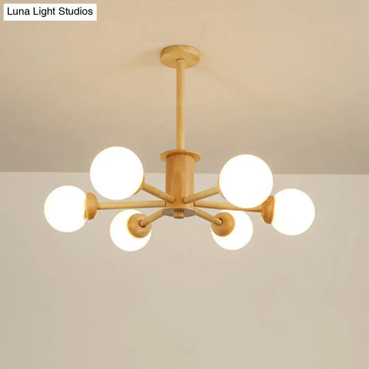 Contemporary Wooden Led Chandelier - Stylish Hanging Ceiling Light For Living Rooms