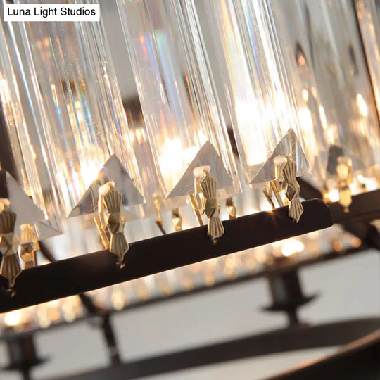 Contemporary Loop Chandelier With Crystal Prism Pendant Lighting - Ideal For Living Room