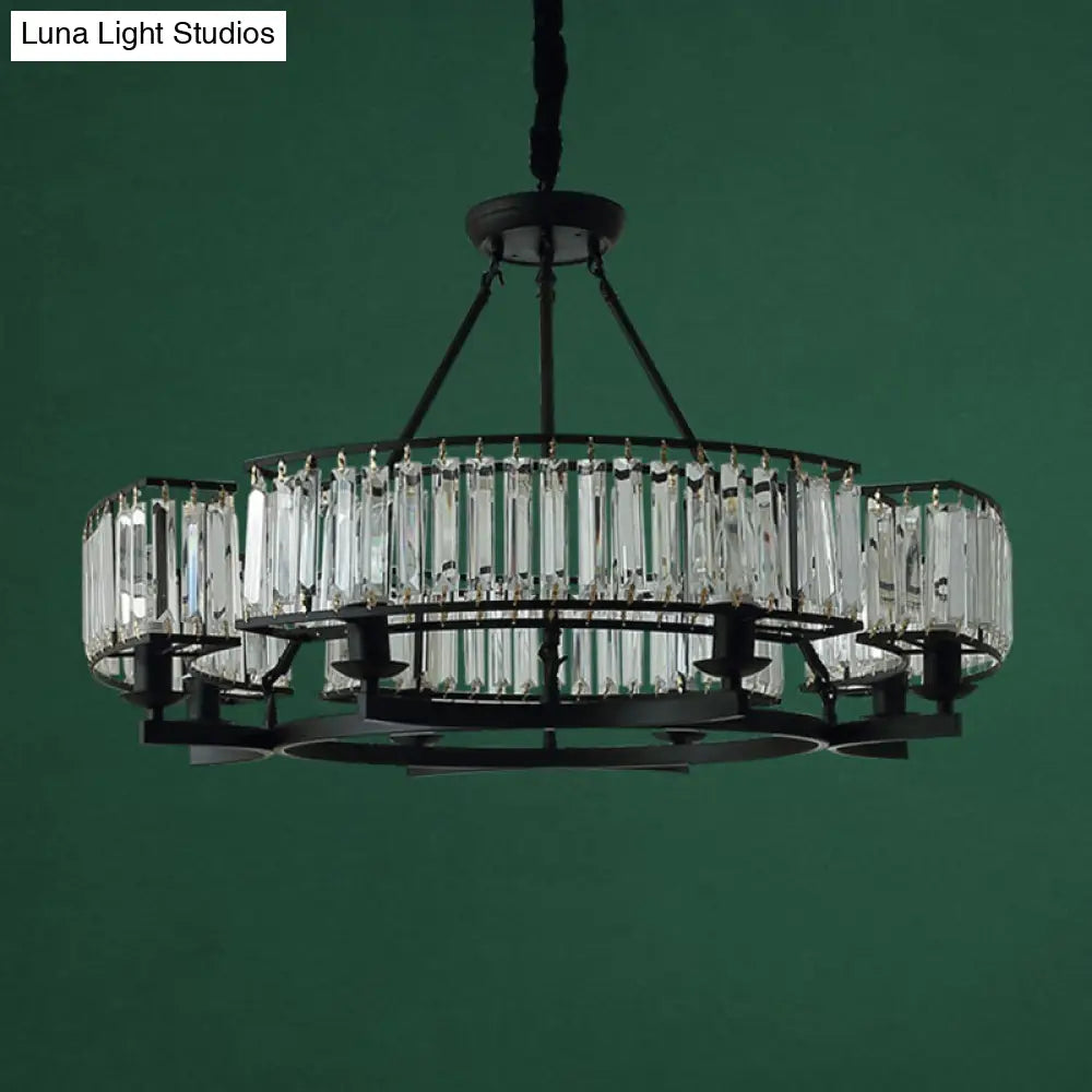 Contemporary Loop Chandelier With Crystal Prism Pendant Lighting - Ideal For Living Room