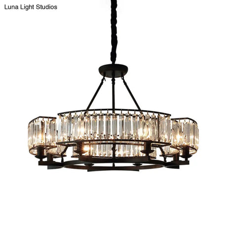 Contemporary Loop Chandelier With Crystal Prism Pendant Lighting - Ideal For Living Room