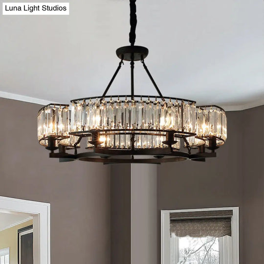 Contemporary Loop Chandelier With Crystal Prism Pendant Lighting - Ideal For Living Room