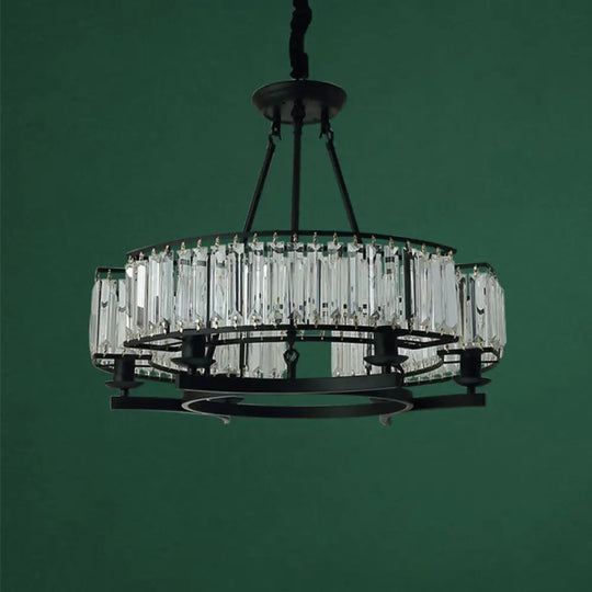 Contemporary Loop Chandelier With Crystal Prism Pendant Lighting - Ideal For Living Room 6 / Black