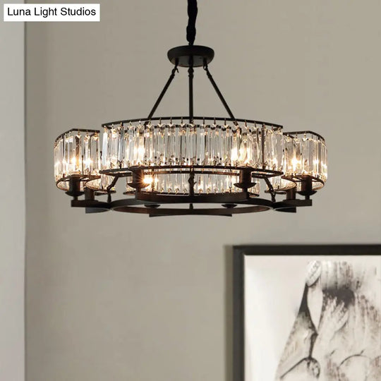 Contemporary Loop Chandelier With Crystal Prism Pendant Lighting - Ideal For Living Room
