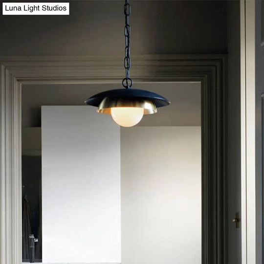 Contemporary Metal Ball Ceiling Lamp: 1-Head Brass Pendant Light For Porch