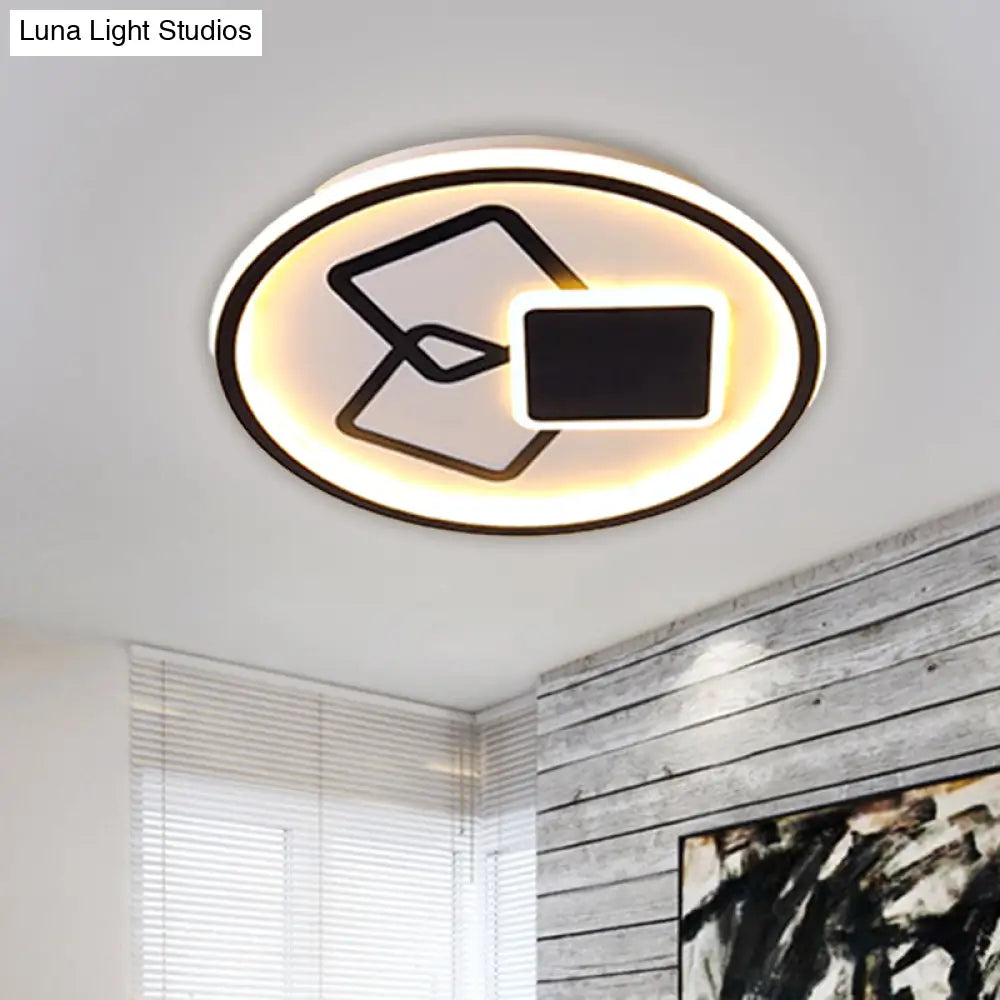 Contemporary Metal Black/Gold Led Flush Mount Ceiling Lamp - 16.5/20.5 Wide Warm/White Light