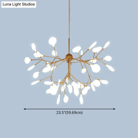 Contemporary Metal Branch Pendant Light With Led Suspension
