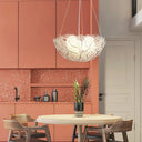 Contemporary Metal Chandelier Lighting With Glass Ball Shade - 2 Lights Silver Finish 16’/19.5’