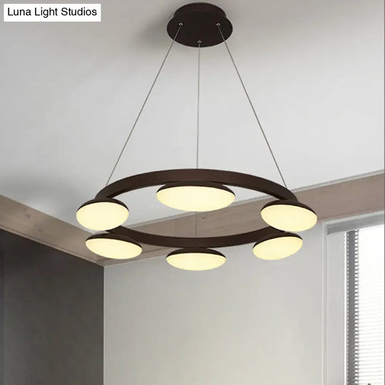 Contemporary Metal Pendant Chandelier With 6/8 Heads For Dining Room - Coffee Circular Hanging Lamp