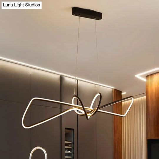 Contemporary Metal Dining Room Hanging Light Kit With Bowtie Led Island Lighting