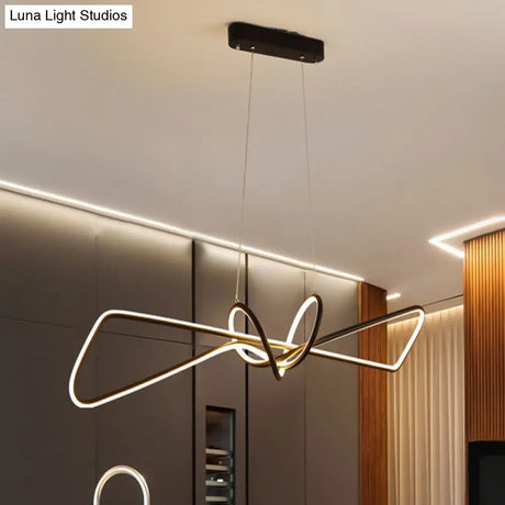 Contemporary Metal Dining Room Hanging Light Kit With Bowtie Led Island Lighting
