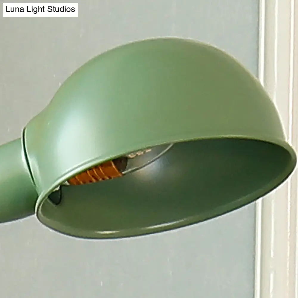 Contemporary Metal Dome Shade Floor Lamp With Flexible Gooseneck Arm