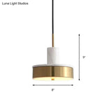 Contemporary Metal Drum Pendant Lamp With Led Light For Dining Room - Black/White/Dark Green