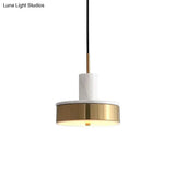 Contemporary Metal Drum Pendant Lamp With Led Light For Dining Room - Black/White/Dark Green