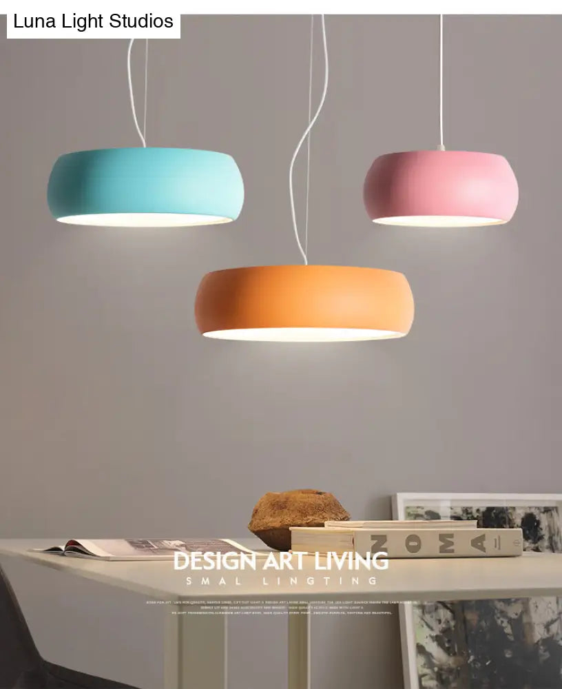 Contemporary Metal Drum Pendant Light For Dining Room Ceilings