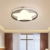 Contemporary Metal Five - Pointed Star Ceiling Light In Black & White - 19.5’/23.5’ Wide Led