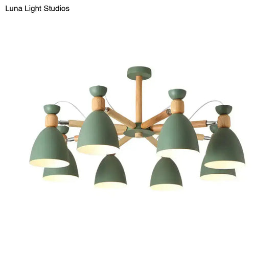 Contemporary Metal Flared Semi-Flush Mount Ceiling Light With Wood Arm - Ideal For Living Room 8 /