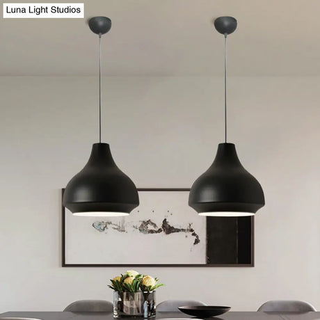 Contemporary Metal Gourd Pendant Ceiling Light - 1 Light - Grey/Black/Yellow