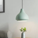 Contemporary Metal Gourd Pendant Ceiling Light - 1 Light - Grey/Black/Yellow Green