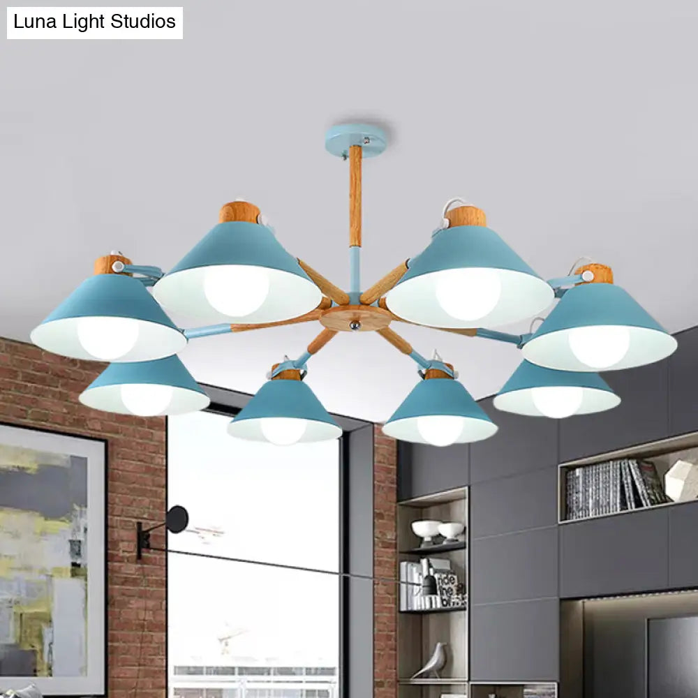 Contemporary Metal Hanging Chandelier With 8 Bulb Modern Coolie Shade - Perfect For Dining Room