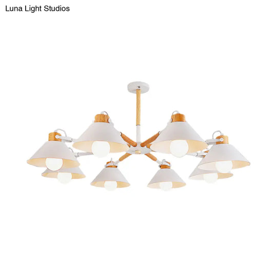 Contemporary Metal Hanging Chandelier With 8 Bulb Modern Coolie Shade - Perfect For Dining Room