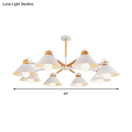 Contemporary Metal Hanging Chandelier With 8 Bulb Modern Coolie Shade - Perfect For Dining Room
