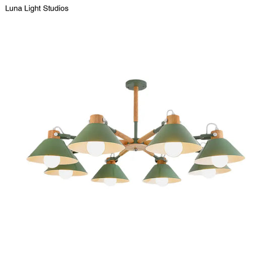 Contemporary Metal Hanging Chandelier With 8 Bulb Modern Coolie Shade - Perfect For Dining Room