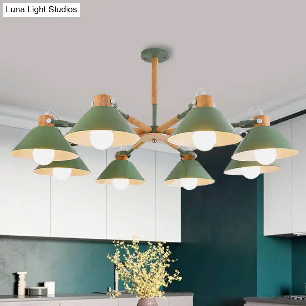 Contemporary Metal Hanging Chandelier With 8 Bulb Modern Coolie Shade - Perfect For Dining Room