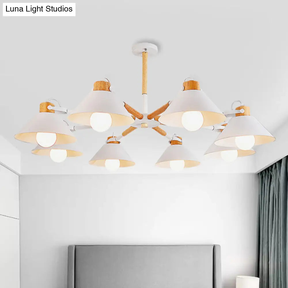 Contemporary Metal Hanging Chandelier With 8 Bulb Modern Coolie Shade - Perfect For Dining Room