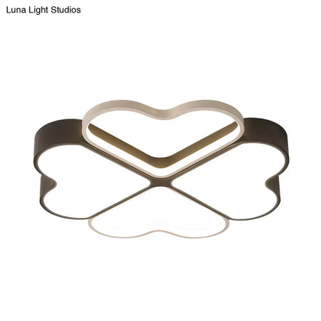 Contemporary Metal Led Black Flush Light Fixture For Bedroom - Clover Ceiling Mount