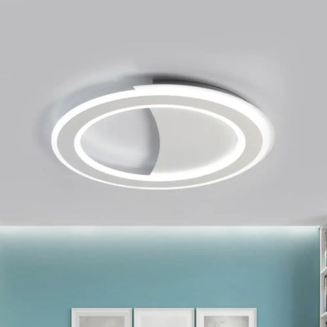 Contemporary Metal Led Flush Light With Halo Ring In Black/White - Warm/White Ceiling Mount Lamp