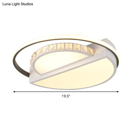 Contemporary Metal Led Flush Mount Ceiling Light For Bedroom - White
