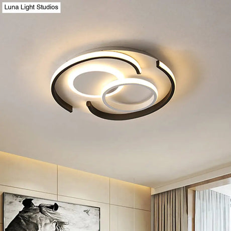 Contemporary Metal Led Flushmount Lighting - Black Round/Square/Rectangle Ceiling Flush In