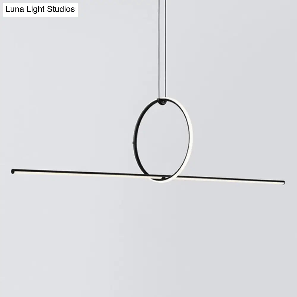 Contemporary Metal Led Hanging Pendant Light For Offices - Black