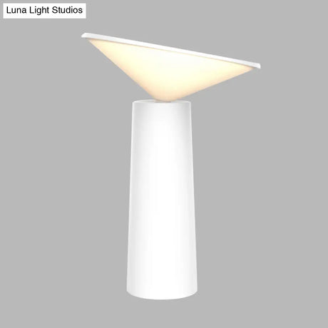 Contemporary Metal Led Nightstand Lamp With Plastic Shade - White Tower Design For Reading Books