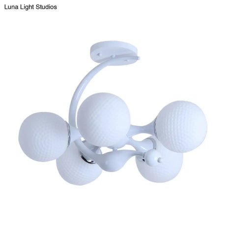 Contemporary Metal Pendant Light With Spherical Shade - 5 Bulbs White Ideal For Office Décor