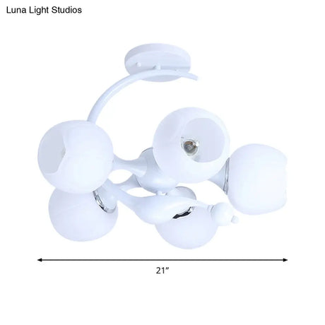 Contemporary Metal Pendant Light With Spherical Shade - 5 Bulbs White Ideal For Office Décor