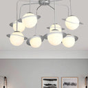 Contemporary Metal Radial Chandelier With 8 Lights - Gold/Chrome Led Ceiling Lamp And Glass Globe