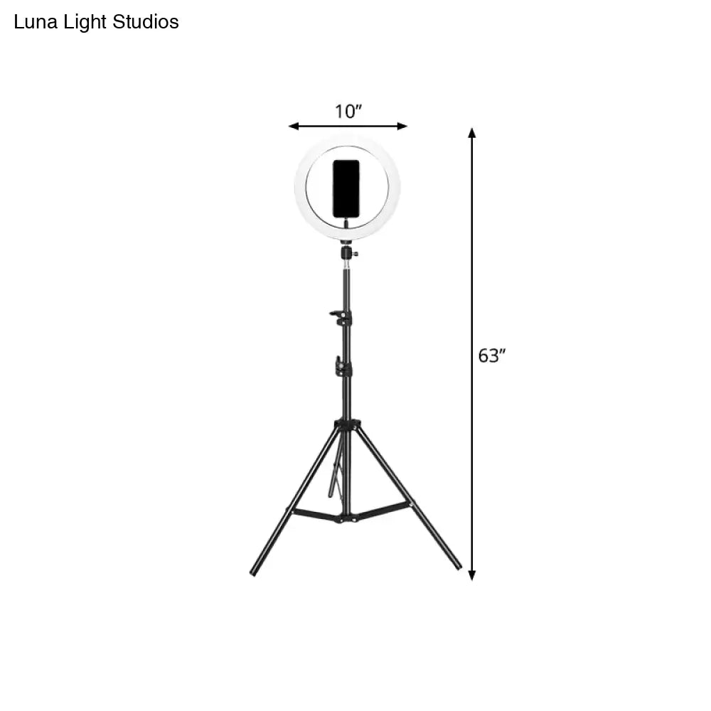 Contemporary Metal Round Make-Up Light With Usb Port Led Fill Flash Lamp - Black 63/75 Long