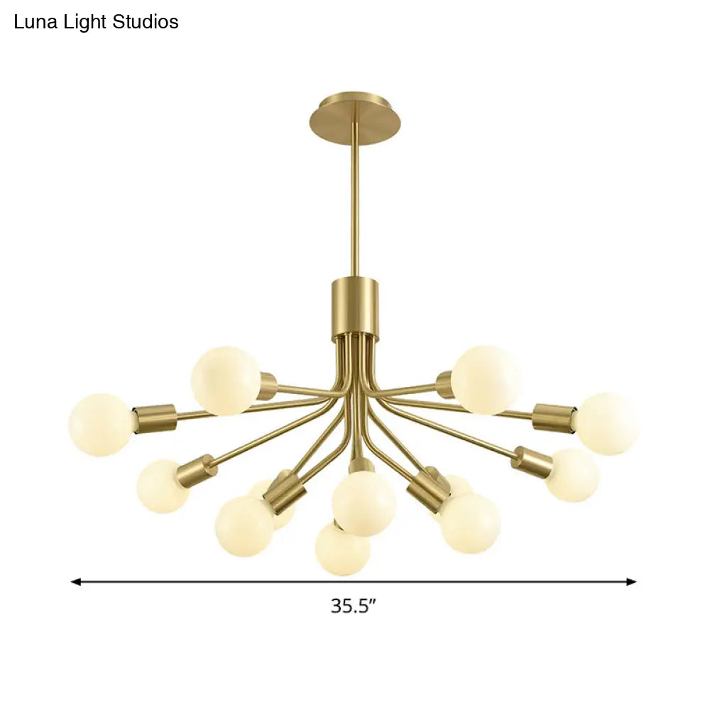 Sleek Sputnik Chandelier: Contemporary 12-Head Brass Pendant Light Fixture