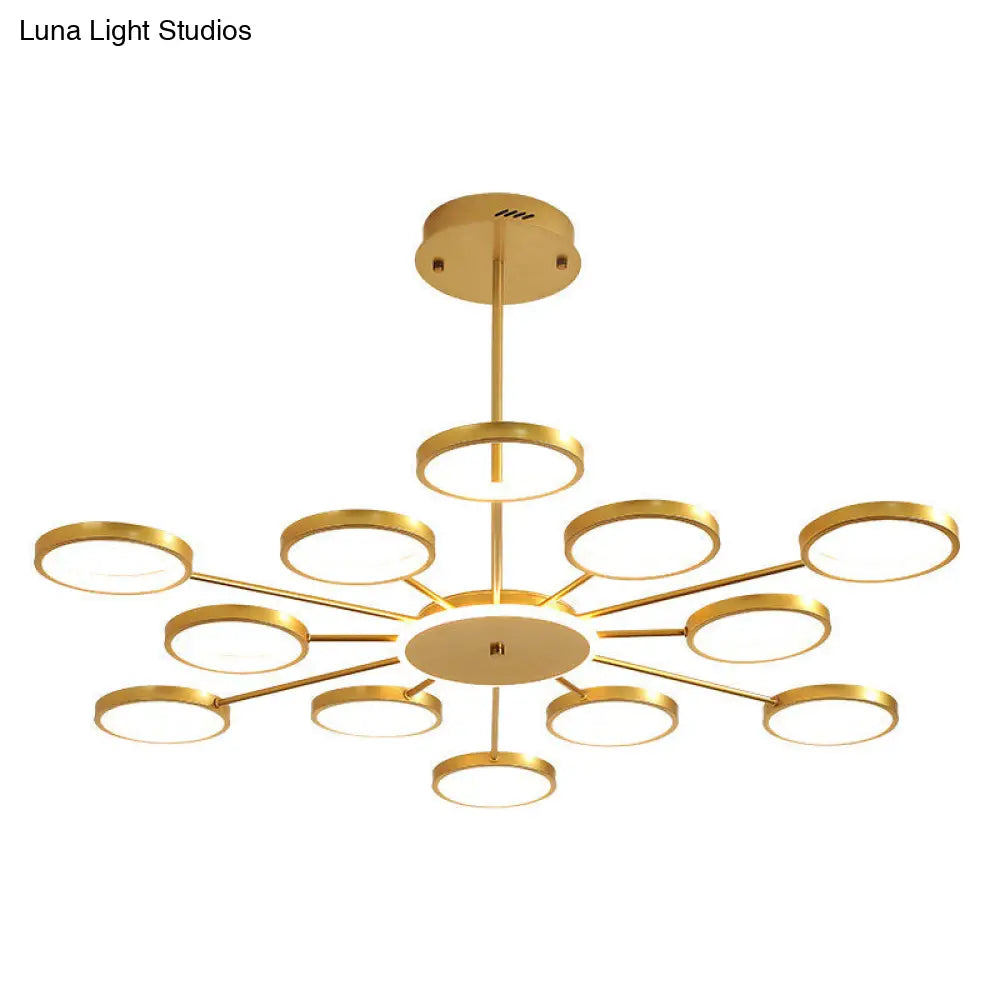 Contemporary Starburst Chandelier For Living Room - Metal Hanging Lamp Kit