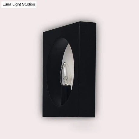 Contemporary Metal Wall Sconce Lamp With Squared/Rounded Shade - 1-Light Bathroom Lighting In