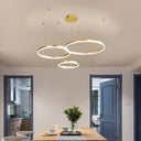 Contemporary Metallic Circle Led Chandelier In Gold/Coffee - Warm/White Light 3/4 Tiers Gold / 3