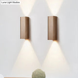 Contemporary Metallic Led Wall Sconce In Bronze/Gold/Coffee For Living Room - Mountable Up & Down