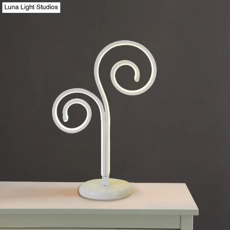 Contemporary Metallic Swirling Nightstand Lamp - Black/White/Gold Led Desk Light
