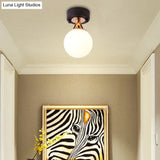 Contemporary Milk Glass Hallway Ceiling Light Fixture